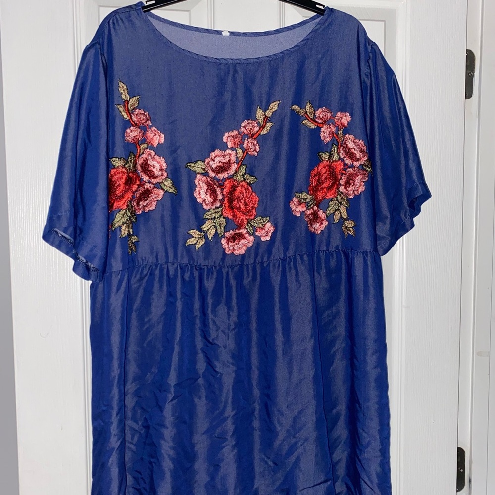 Embroidery denim dress